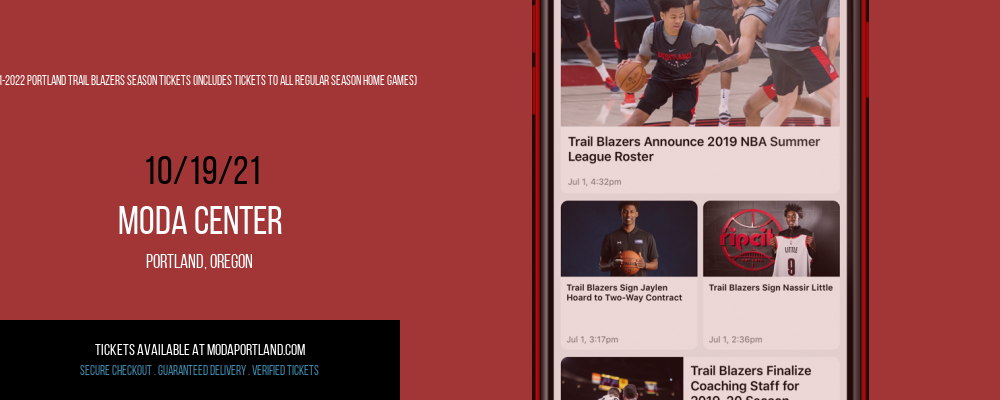 2021-2022 Portland Trail Blazers Season Tickets (Includes Tickets to All Regular Season Home Games) at Moda Center tickets 2021-2022 Portland Trail Blazers Season Tickets (Includes Tickets to All Regular Season Home Games) at Moda Center