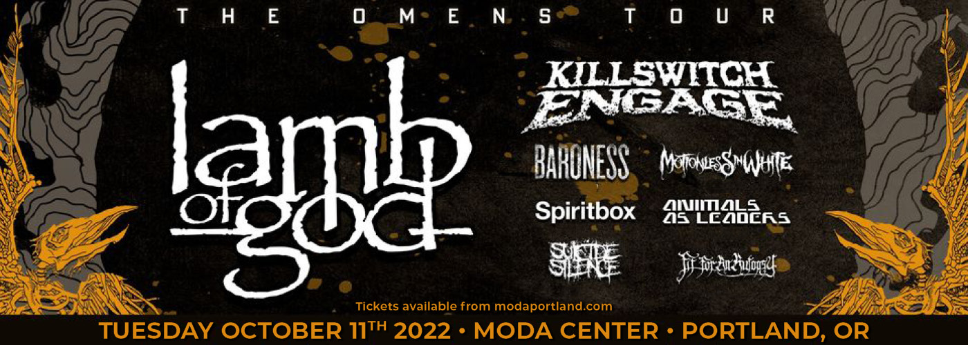 Lamb Of God: The Omens Tour with Killswitch Engage, Spiritbox, &amp; Fit For An Autopsy